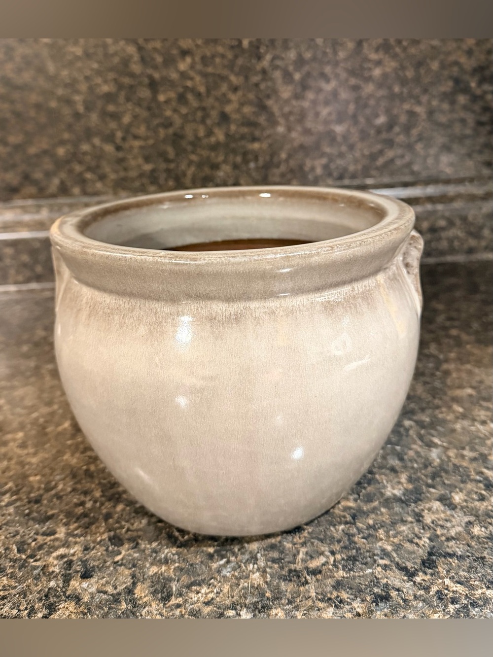 Neutral Glazed Ceramic Planter Pot